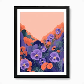 Boho Wildflower Painting Violets Viola 1 Art Print