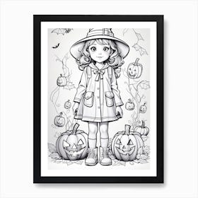 Halloween Girl Coloring Page Art Print