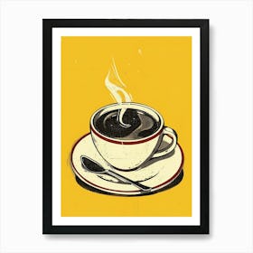 Coffee, Black Coffee, Retro Aesthetic, Coffee Bar Decor Art Print