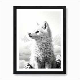 Arctic Fox Cinematic Pencil Drawing 3 Art Print