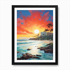 Sunkissed Painting Of Coolangatta Beach Australia 2 Art Print