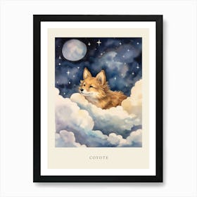 Coyote 1 Sleeping In The Clouds Nursery Poster Art Print