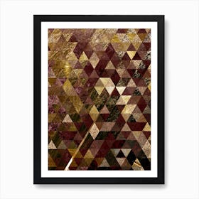 Abstract Geometric Triangle Pattern with Gold Foil n.0003 Art Print