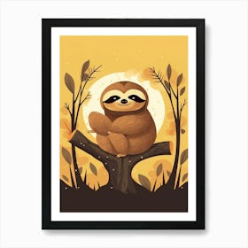 Cute Baby Sloth Scandinavian Style Illustration 3 Art Print