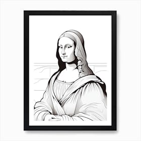 Line Art Inspired By The Mona Lisa 3 Art Print