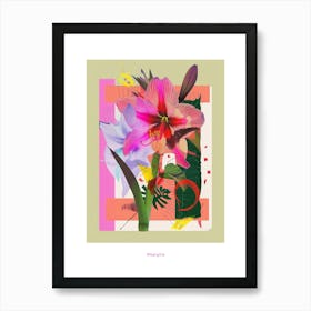 Amaryllis 1 Neon Flower Collage Poster Art Print