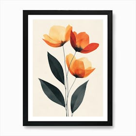 Orange Flowers Canvas Print Art Print