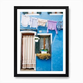 Blue Washing Burano Art Print