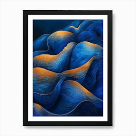 Blue and orange abstraction painting Art Print