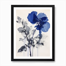 Blue Botanical Orchid 2 Art Print