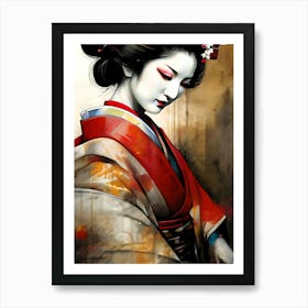 Japan Traditional Geisha Illustration By Ad 164 Art Print