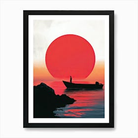 Sunset In A Boat, Minimalism Art Print