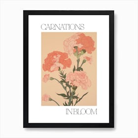 Carnations In Bloom Flowers Bold Illustration 3 Art Print