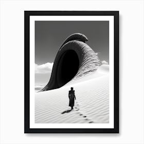 Dune Sandworm Black And White Art Print