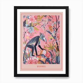 Floral Animal Painting Mandrill 1 Poster Art Print