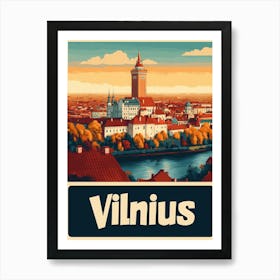 Aihrgdesign A Vintage Travel Poster Of Vilnius 2 Affiche