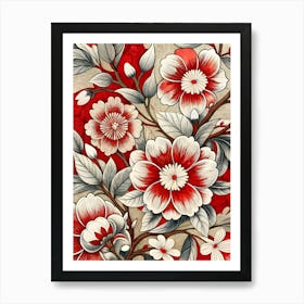 Red And White Flowers 4 Art Print