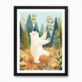 Polar Bear Dancing In The Woods Storybook Illustration 1 Art Print