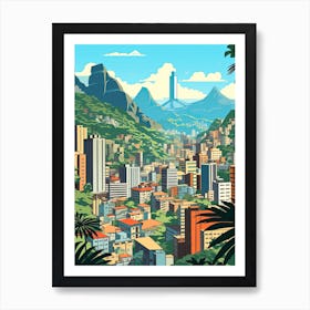 Rio De Janeiro, Brazil, Flat Illustration 1 Art Print