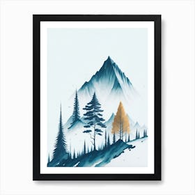 Mountain And Forest In Minimalist Watercolor Vertical Composition 50 Art Print