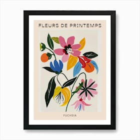 Spring Floral French Poster  Fuchsia 3 Art Print