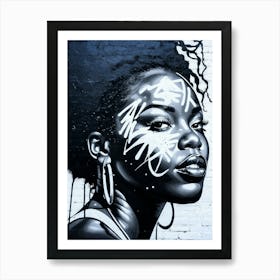 Graffiti Mural Of Beautiful Black Woman 230 Art Print