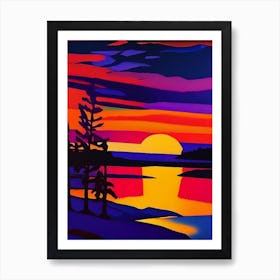 Lake Abstract Sunset Art Print