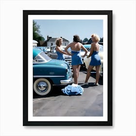 50's Era Community Car Wash Reimagined - Hall-O-Gram Creations 31 Art Print