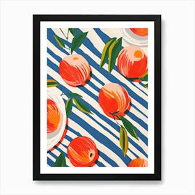 Peaches Fruit Summer Illustration 2 Art Print