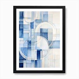 Abstract Blue And White Painting 1 Art Print