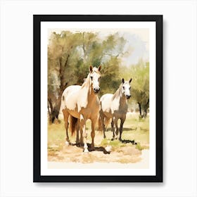 Horses Painting In Mendoza, Argentina 1 Art Print