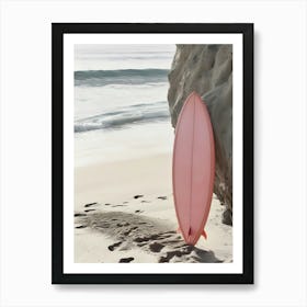 Pink Surfboard On The Beach 1 Art Print