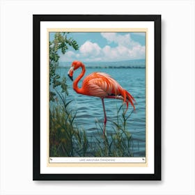 Greater Flamingo Lake Manyara Tanzania Tropical Illustration 2 Poster Art Print