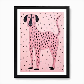 Pink Polka Dot Dog 1 Art Print