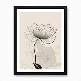 Line Art Lotus Flowers Illustration Neutral 20 Art Print