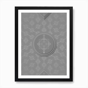 Geometric Glyph Sigil with Hex Array Pattern in Gray n.0034 Art Print