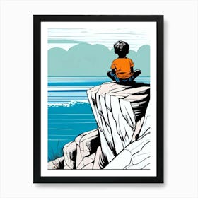 Boy Looking At The Ocean Art Print