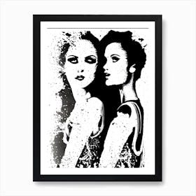 Two Women In Black And White Art Print