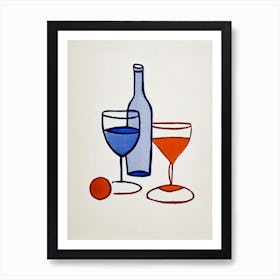 Bandol Rosé Picasso Line Drawing Cocktail Poster Art Print