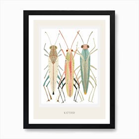 Colourful Insect Illustration Katydid 3 Poster Art Print