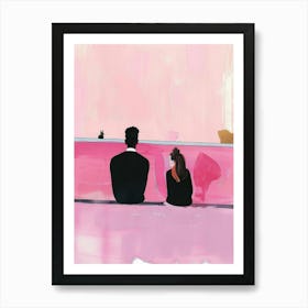 Couple Sitting On Pink Wall Art Print