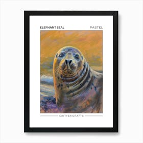 Elephant Seal Pastel Watercolour 1 Poster Art Print