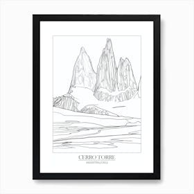 Cerro Torre Argentina Chile Line Drawing 1 Poster Art Print