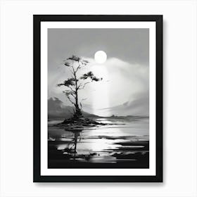 Tranquility Abstract Black And White 2 Art Print