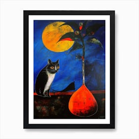 Paradise With A Cat 2 Surreal Joan Miro Style  Art Print