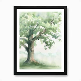 Chestnut Tree Atmospheric Watercolour Painting 4 Art Print