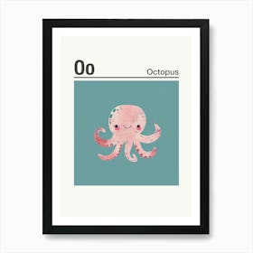 Animals Alphabet Octopus 3 Art Print