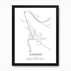 Cardonal,Mexico Minimalist Map Art Print