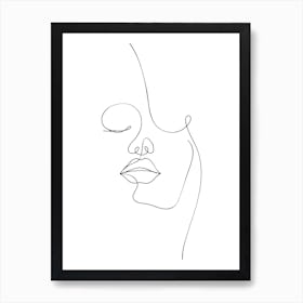 One Line Drawing Of A Woman'S Face Art Print