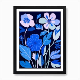 Blue Flower Illustration Hellebore 4 Art Print